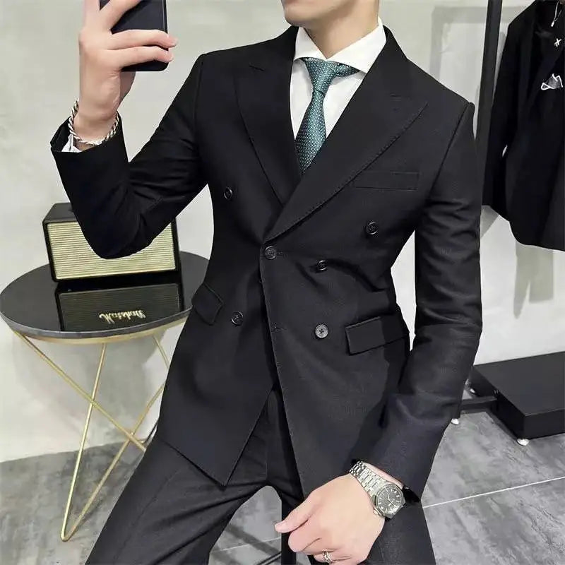 Male Blazer Party Double Breasted Business Men's Suit Jackets Dress Elegant Luxury Designer Coat New in Summer Spring Clothes