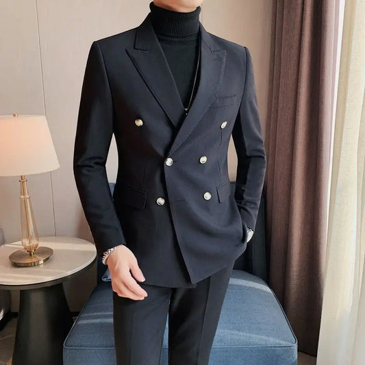 Male Blazer Party Double Breasted Business Men's Suit Jackets Dress Elegant Luxury Designer Coat New in Summer Spring Clothes