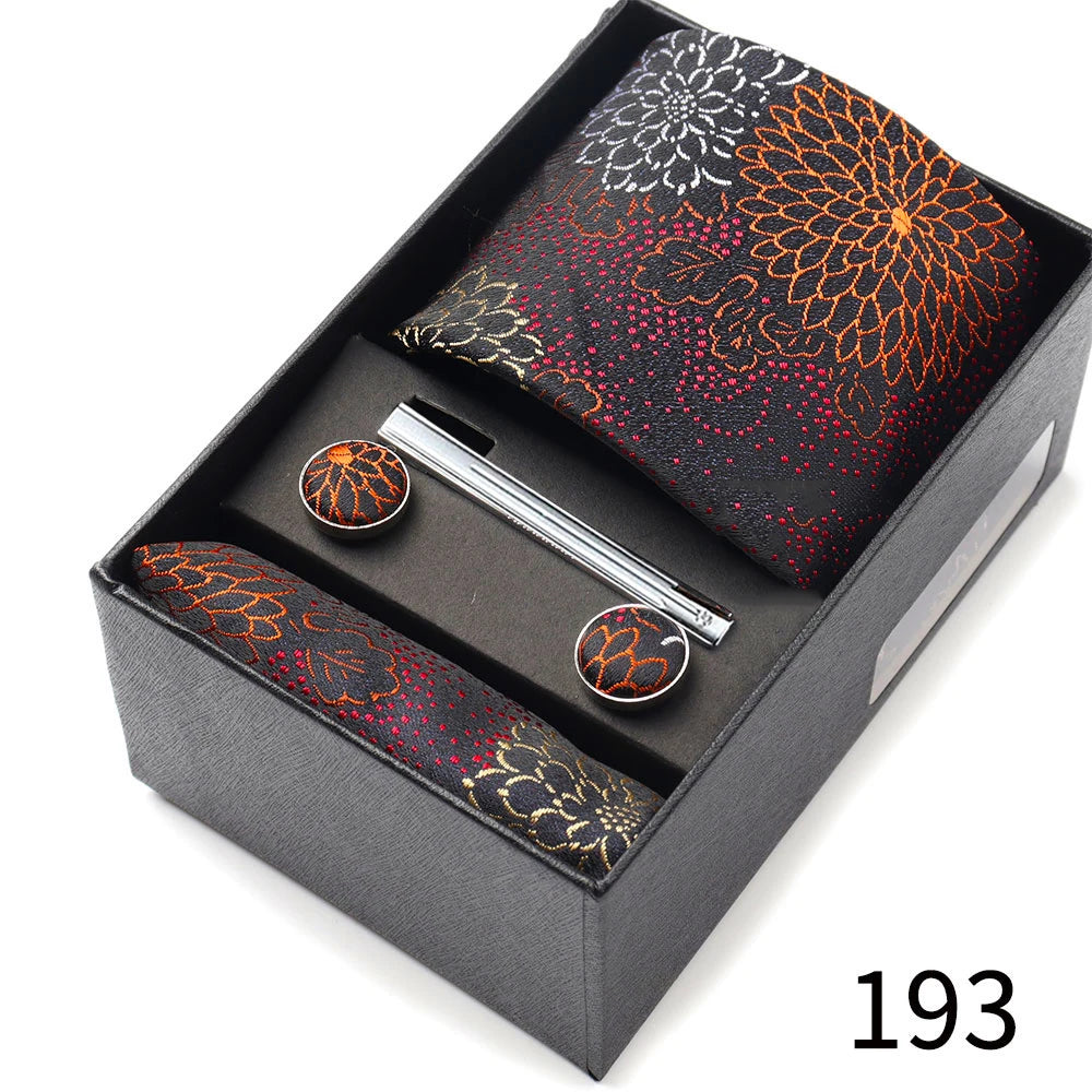 Business Ties Hanky Cufflink Tie Clips Set For Men Green Necktie Corbatas Suit Accessories Wedding In Gift Box Gravatas
