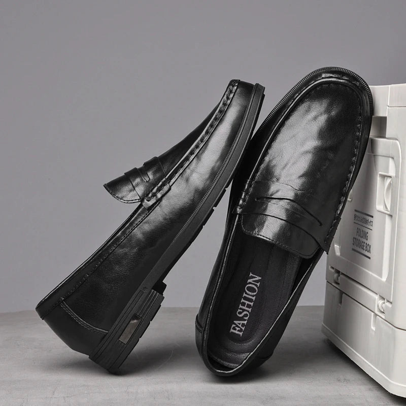 Genuine Leather Mens Loafers Handmade Casual Shoes for Men Slip on Flats Walking Shoe Breathable Man Driving Footwear Moccasins