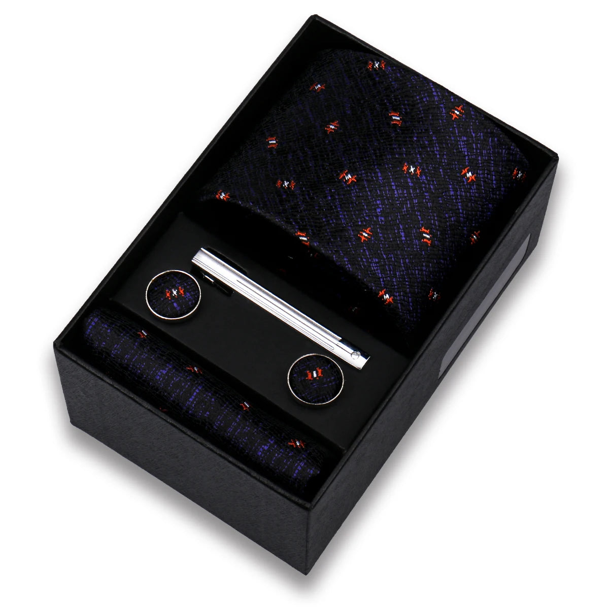 Tie Set For Men Silk Necktie Wedding Cufflinks Box Gift Tie Clip Men Pocket Square Necktie Luxury Business Wholesale Gravatas