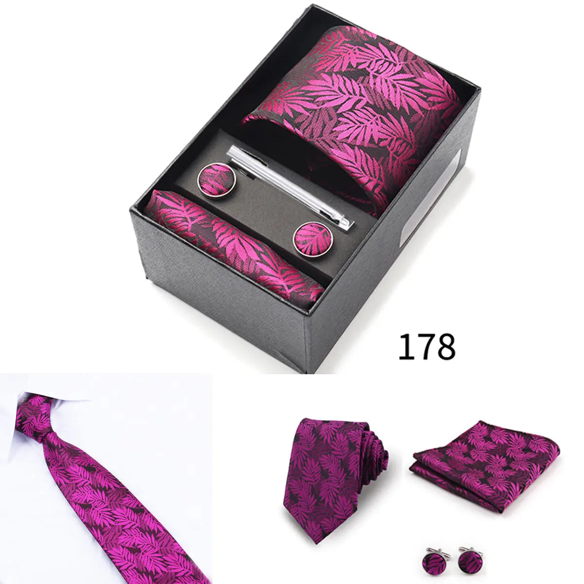 Business Ties Hanky Cufflink Tie Clips Set For Men Green Necktie Corbatas Suit Accessories Wedding In Gift Box Gravatas