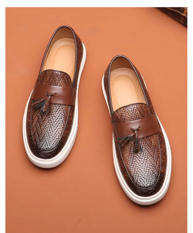 New Fashion Leather Men Party and Wedding Casual Loafers Italian Men's Dress Shoes Comfortable Breathable Men Shoes Big Size 46