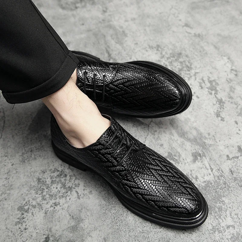 Designer Brand Men's Leather Casual Shoes for Office Interviews Versatile Business Shoes Outdoor Commuting Men's Work Shoes