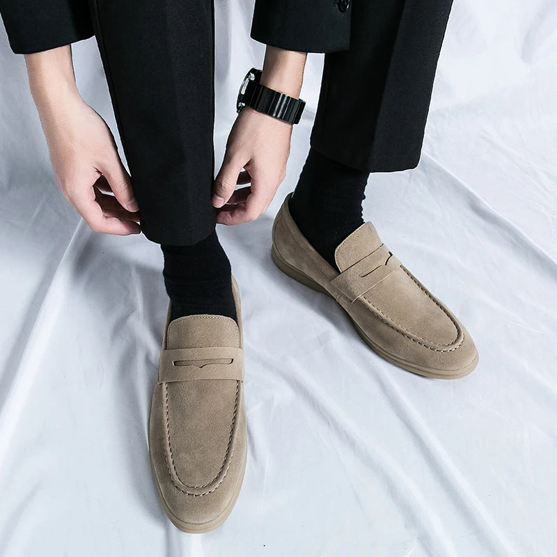 Spring New Classic Suede Loafers Men Casual Shoes Luxury Brand Mens Breathable Slip on Driving Shoes Nubuck Leather Moccasins
