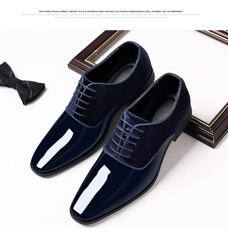 2023Classic Patent Leather Shoes for Men Casual Business Shoes Lace Up Formal Office Work Shoes for Male Party Wedding Oxfords