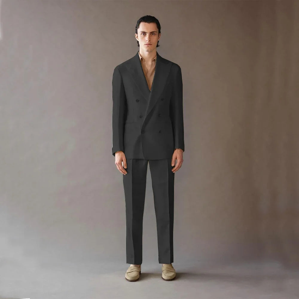 High Quality Men's Suit 2 Piece Blazer Pants Business Luxury For Wedding Men's Costumes Adult Man Costume Summer Serge Casual