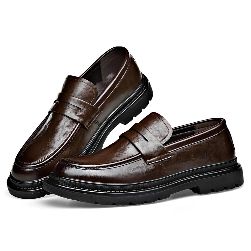 Fashion Leather Mens Casual Shoes Breathable Business Handmade Slip On Shoes Hot Sale Brand Classic Men Shoes Flats Moccasins