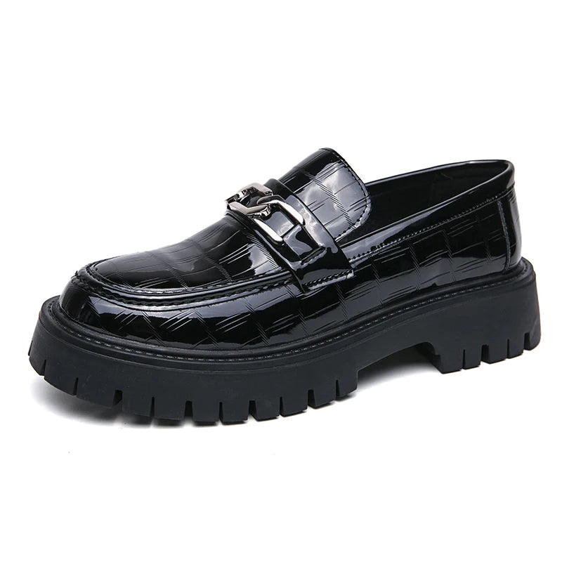 Platform New Men's Dress Leather Shoes High Classic Comfortable Pointed Toe Lace-up Business Shoes Fashion Casual Wedding Party