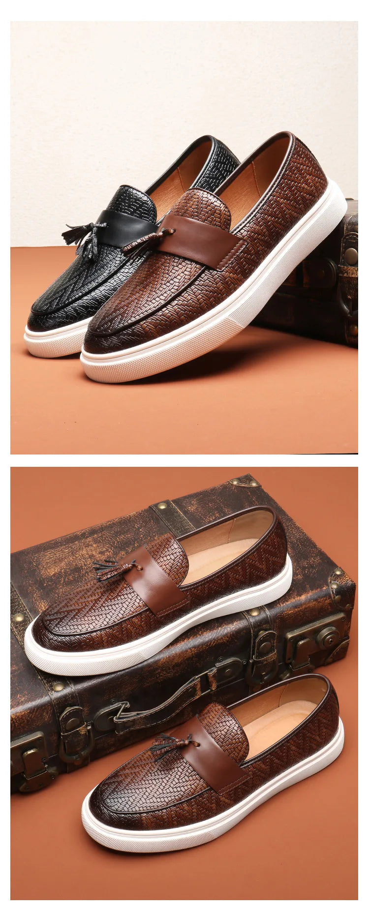 New Fashion Leather Men Party and Wedding Casual Loafers Italian Men's Dress Shoes Comfortable Breathable Men Shoes Big Size 46
