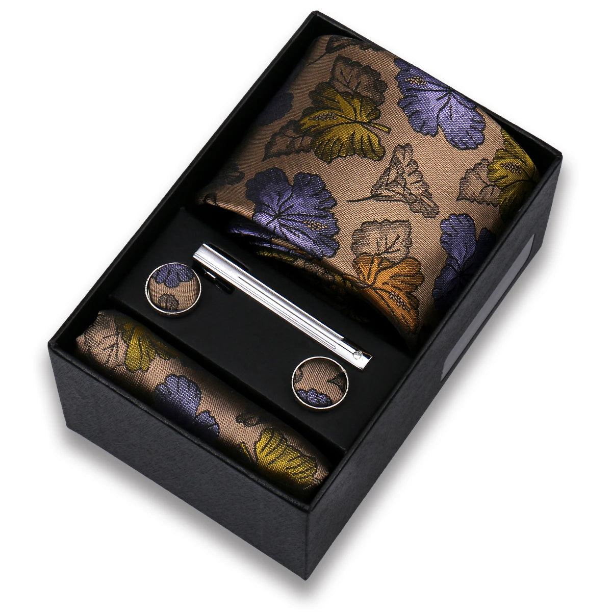 Tie Set For Men Silk Necktie Wedding Cufflinks Box Gift Tie Clip Men Pocket Square Necktie Luxury Business Wholesale Gravatas