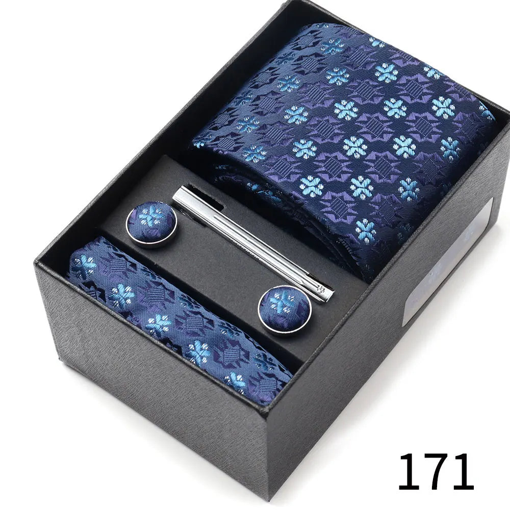 Business Ties Hanky Cufflink Tie Clips Set For Men Green Necktie Corbatas Suit Accessories Wedding In Gift Box Gravatas