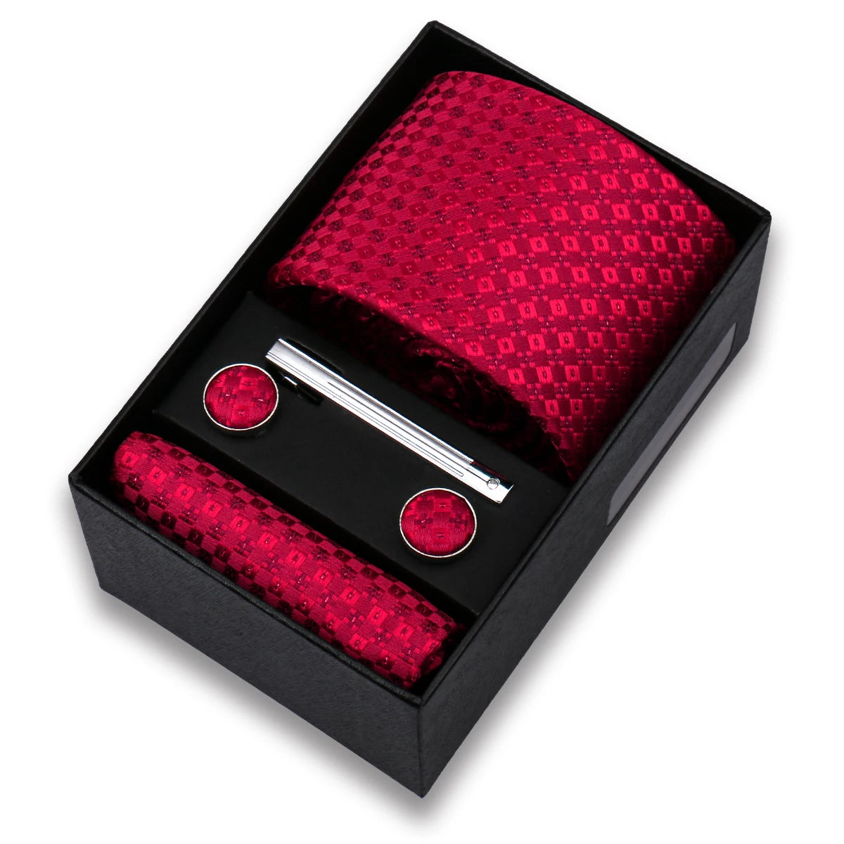 Tie Set For Men Silk Necktie Wedding Cufflinks Box Gift Tie Clip Men Pocket Square Necktie Luxury Business Wholesale Gravatas
