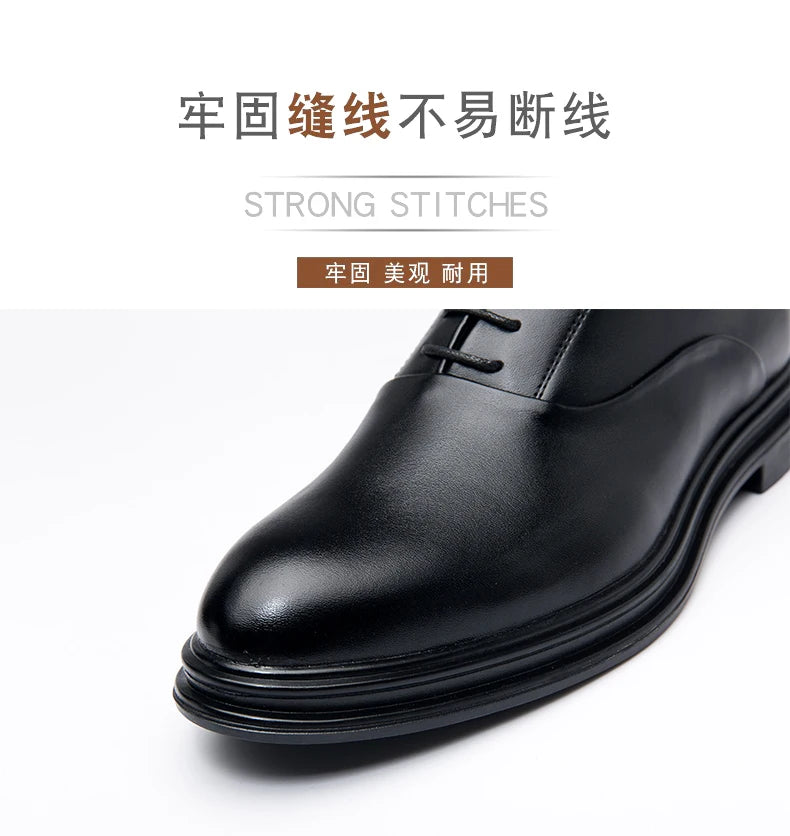 Fashion Business Formal Leather Shoes Men Black Male Wedding Shoes Luxury Derby Dress Lace-up Office Leather Shoes Man Plus Size