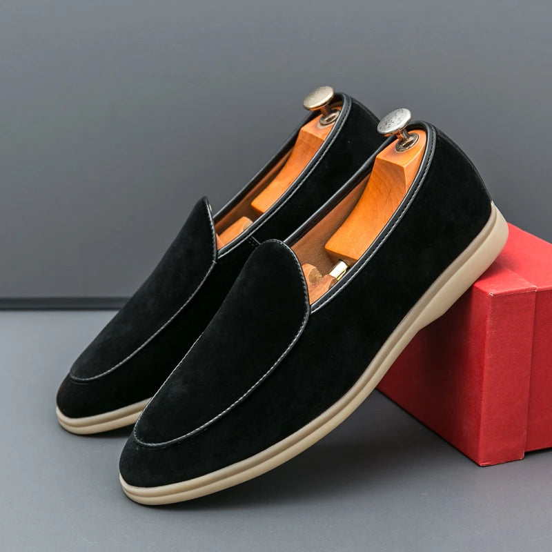 Autumn High-quality Suede Mens Loafers Simple Flat Casual Shoes Luxury Brand Nubuck Leather Outdoor Mocasin Party Wedding Shoes