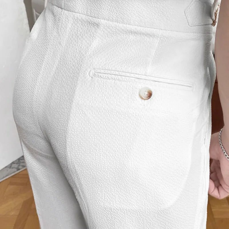 Spring Italy Business Dress Pants Men High Quality Office Social Suit Pants Pantalones Hombre Slim Wedding Groom Trouser White