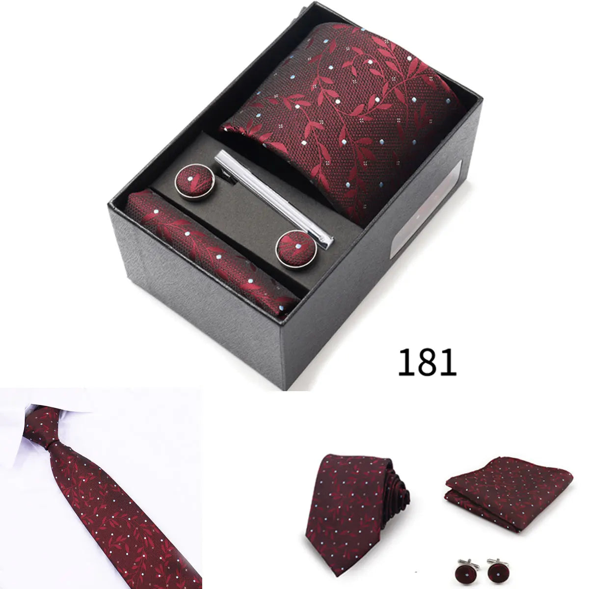 Business Ties Hanky Cufflink Tie Clips Set For Men Green Necktie Corbatas Suit Accessories Wedding In Gift Box Gravatas