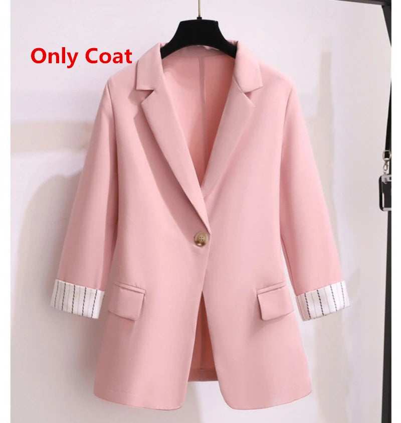 Women's Spring Summer Thin Blazer Pants 3 Pcs Set Korean Office Lady Work Graceful Suit Coat Trousers Vest Outfits Daily Clothes