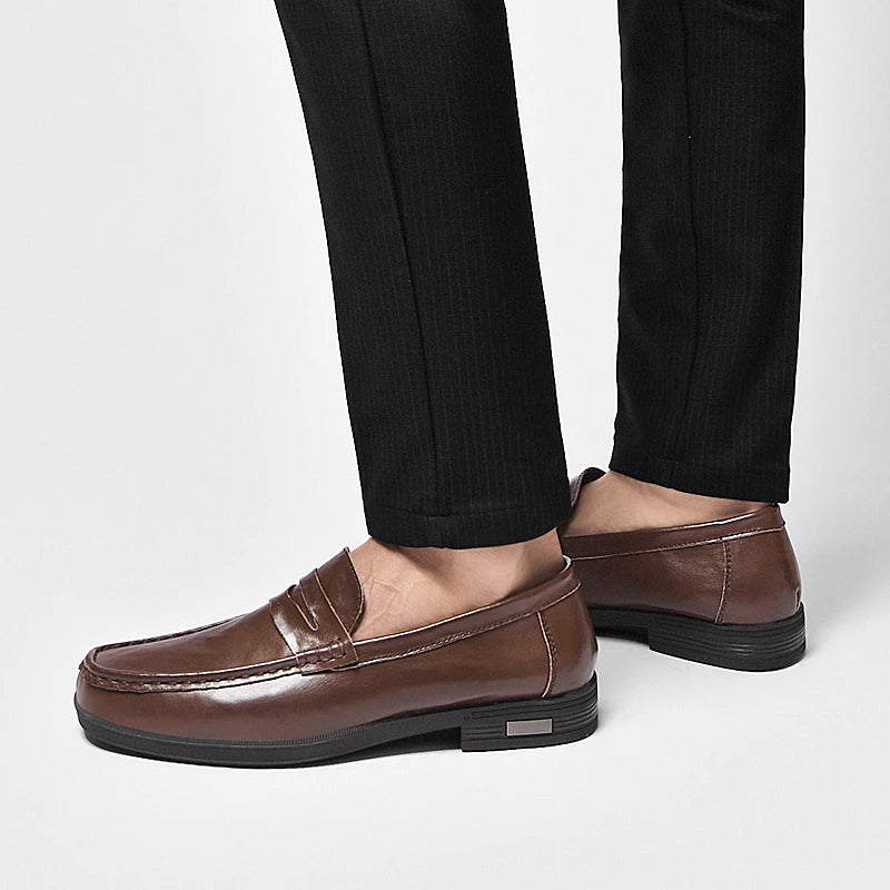 Genuine Leather Mens Loafers Handmade Casual Shoes for Men Slip on Flats Walking Shoe Breathable Man Driving Footwear Moccasins