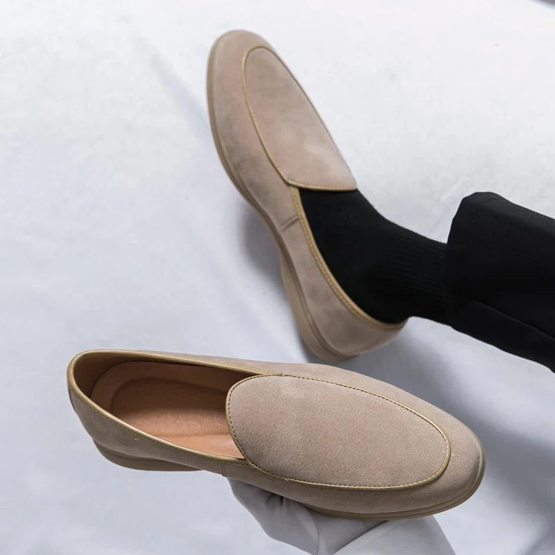 Autumn High-quality Suede Mens Loafers Simple Flat Casual Shoes Luxury Brand Nubuck Leather Outdoor Mocasin Party Wedding Shoes