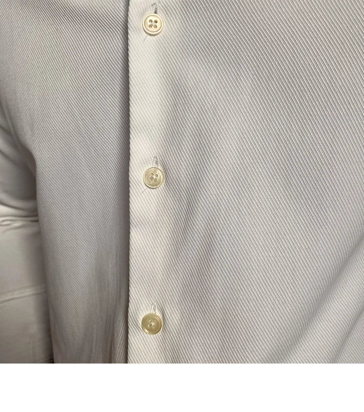 Spring Leisure British Business Shirt Design British Men Cuba Collar Slim Solid White Shirt Camisa Social Masculina Men Shirt
