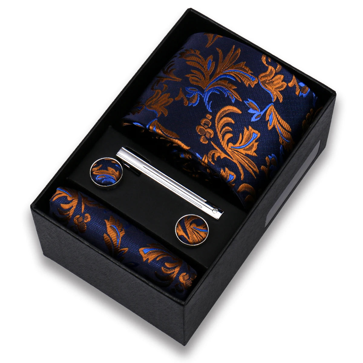 Tie Set For Men Silk Necktie Wedding Cufflinks Box Gift Tie Clip Men Pocket Square Necktie Luxury Business Wholesale Gravatas