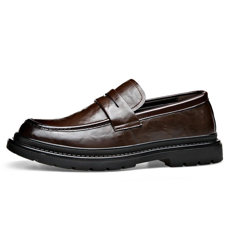 Fashion Leather Mens Casual Shoes Breathable Business Handmade Slip On Shoes Hot Sale Brand Classic Men Shoes Flats Moccasins