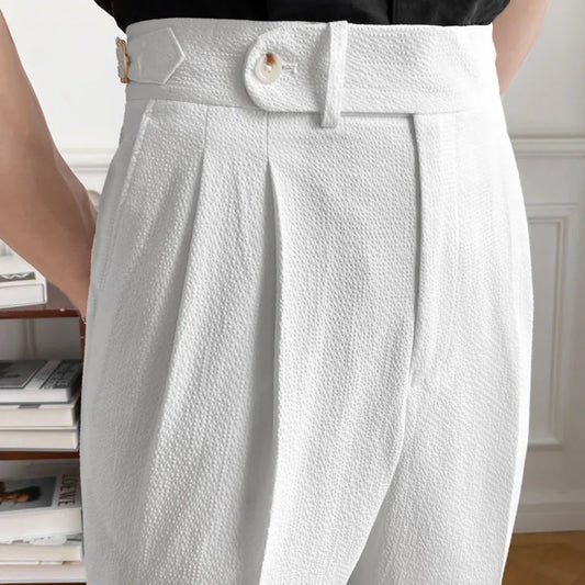 Spring Italy Business Dress Pants Men High Quality Office Social Suit Pants Pantalones Hombre Slim Wedding Groom Trouser White