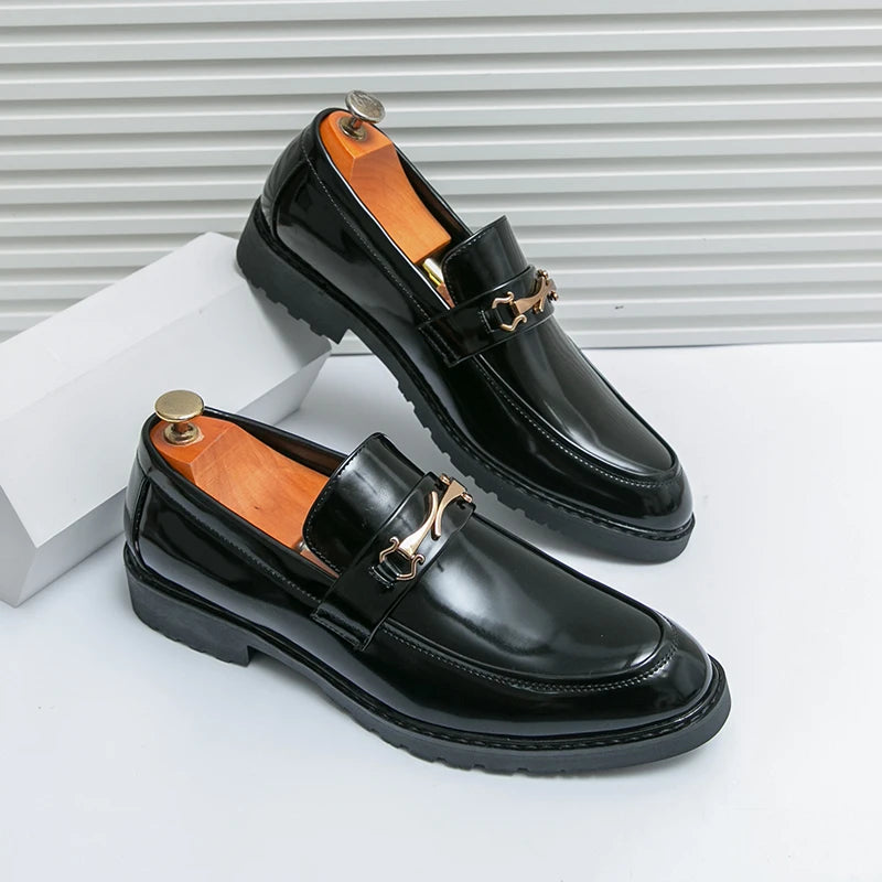 New Luxury Slip on Dress Shoes Men Genuine Leather Italian Loafer Shoes for Men Black Brown Brand Formal Oxford Men Casual Shoes