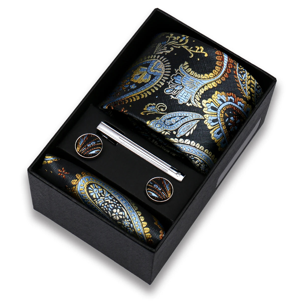 Tie Set For Men Silk Necktie Wedding Cufflinks Box Gift Tie Clip Men Pocket Square Necktie Luxury Business Wholesale Gravatas