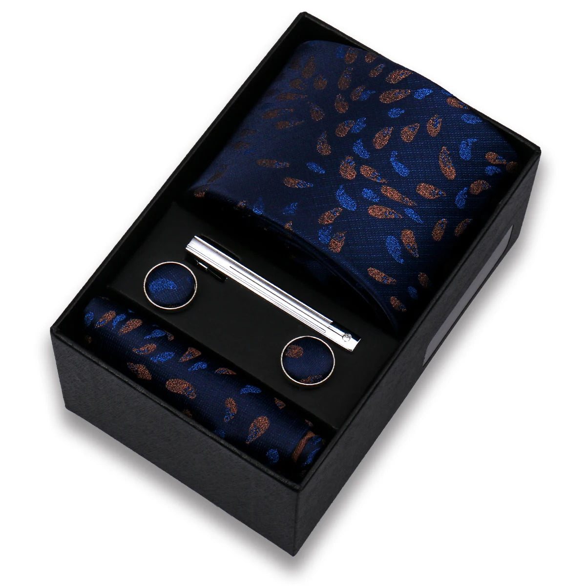 Tie Set For Men Silk Necktie Wedding Cufflinks Box Gift Tie Clip Men Pocket Square Necktie Luxury Business Wholesale Gravatas