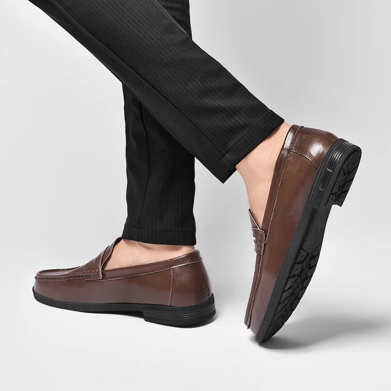 Genuine Leather Mens Loafers Handmade Casual Shoes for Men Slip on Flats Walking Shoe Breathable Man Driving Footwear Moccasins