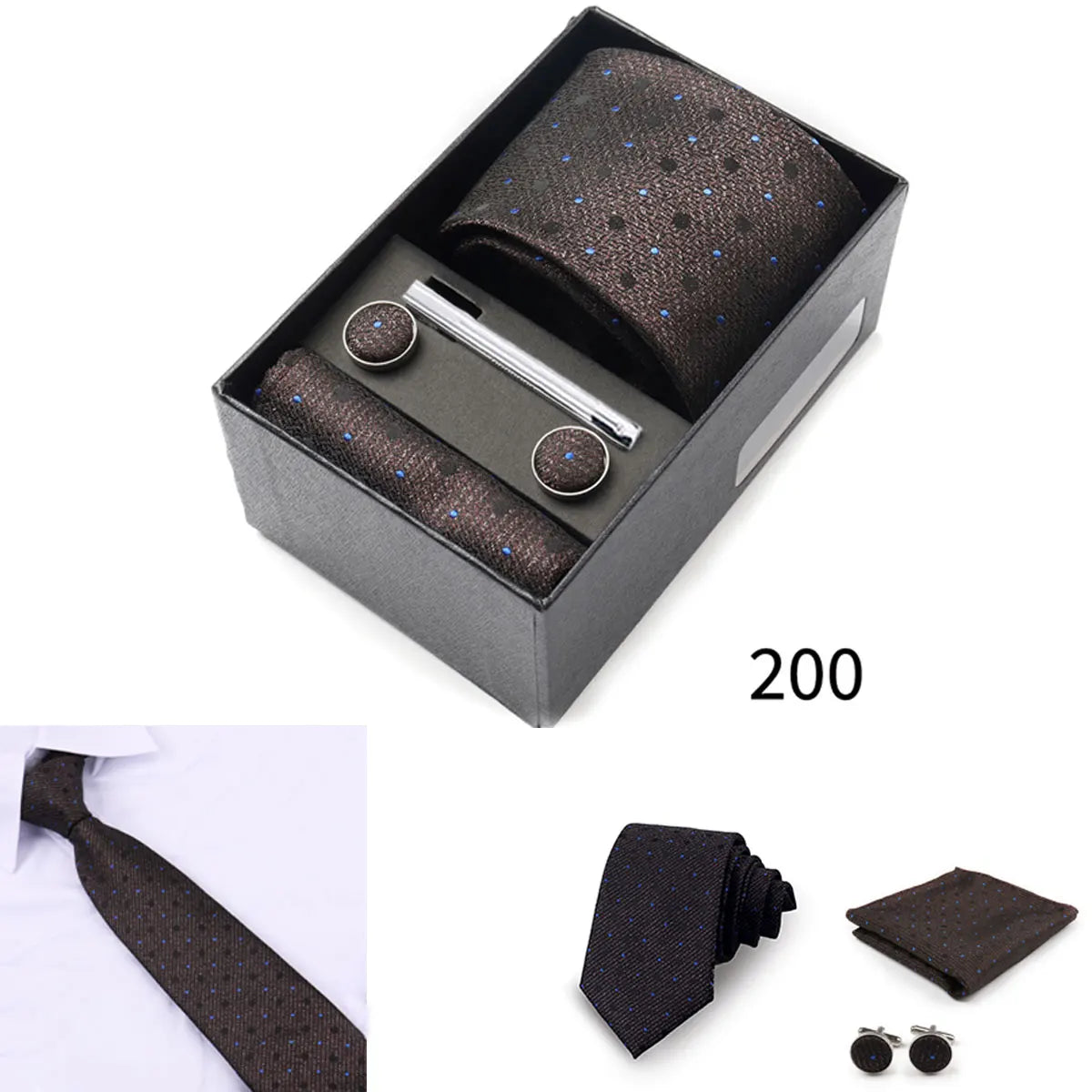 Business Ties Hanky Cufflink Tie Clips Set For Men Green Necktie Corbatas Suit Accessories Wedding In Gift Box Gravatas