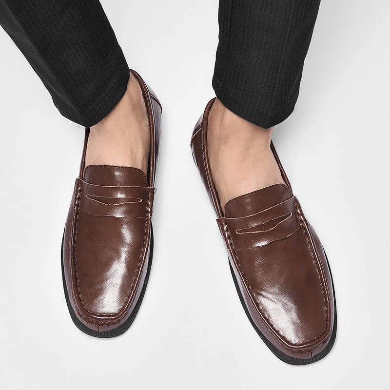 Genuine Leather Mens Loafers Handmade Casual Shoes for Men Slip on Flats Walking Shoe Breathable Man Driving Footwear Moccasins