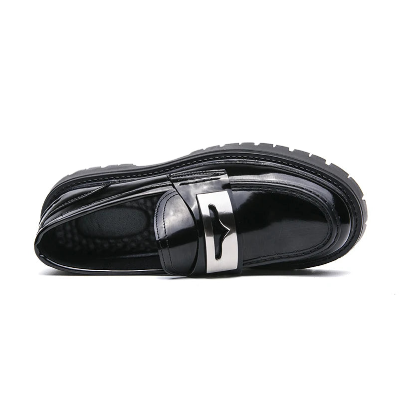 Platform New Men's Dress Leather Shoes High Classic Comfortable Pointed Toe Lace-up Business Shoes Fashion Casual Wedding Party