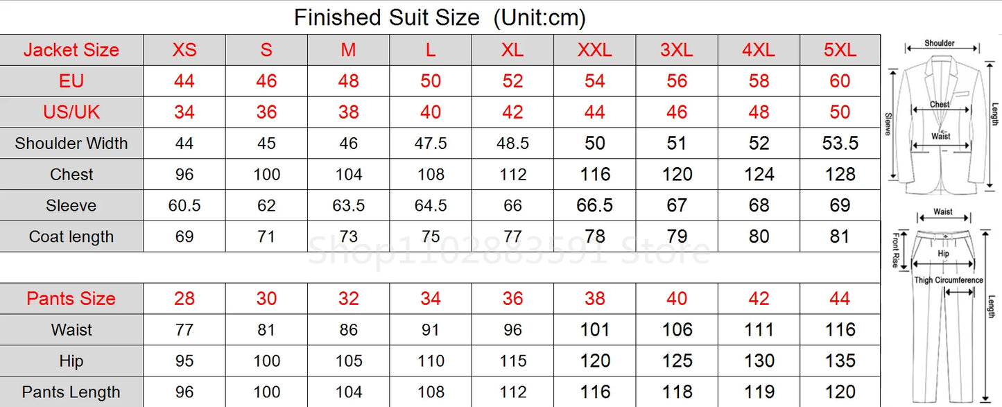 New Party Suits for Men Groom Tuxedos Slim Fit Groomsmen 2 Pieces Wedding Suits Classic Clothing Male Suit (Blazer+Pants)
