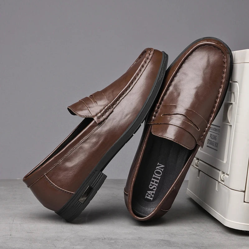 Genuine Leather Mens Loafers Handmade Casual Shoes for Men Slip on Flats Walking Shoe Breathable Man Driving Footwear Moccasins