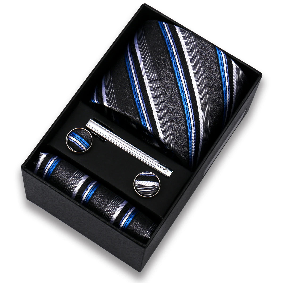 Tie Set For Men Silk Necktie Wedding Cufflinks Box Gift Tie Clip Men Pocket Square Necktie Luxury Business Wholesale Gravatas