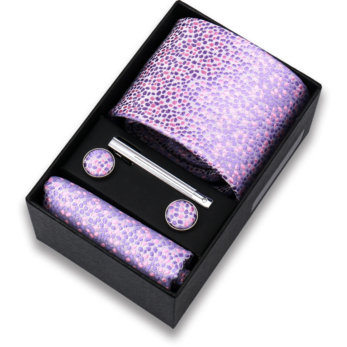 Tie Set For Men Silk Necktie Wedding Cufflinks Box Gift Tie Clip Men Pocket Square Necktie Luxury Business Wholesale Gravatas