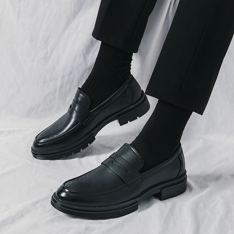 Men's Shoes Luxury Brand Business Formal Loafers Slip-on Driving Shoes Fashion British Style Men Leather Shoes Moccasins Flats