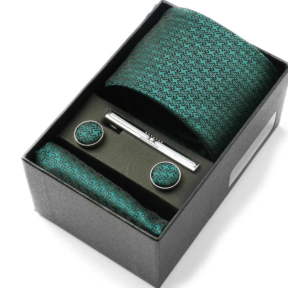 Tie Set Box 7.5cm Skinny Tie For Men Wedding Blouses Dress Necktie Cufflinks Box Pocket Square Clip Gift Box Business Gravetas