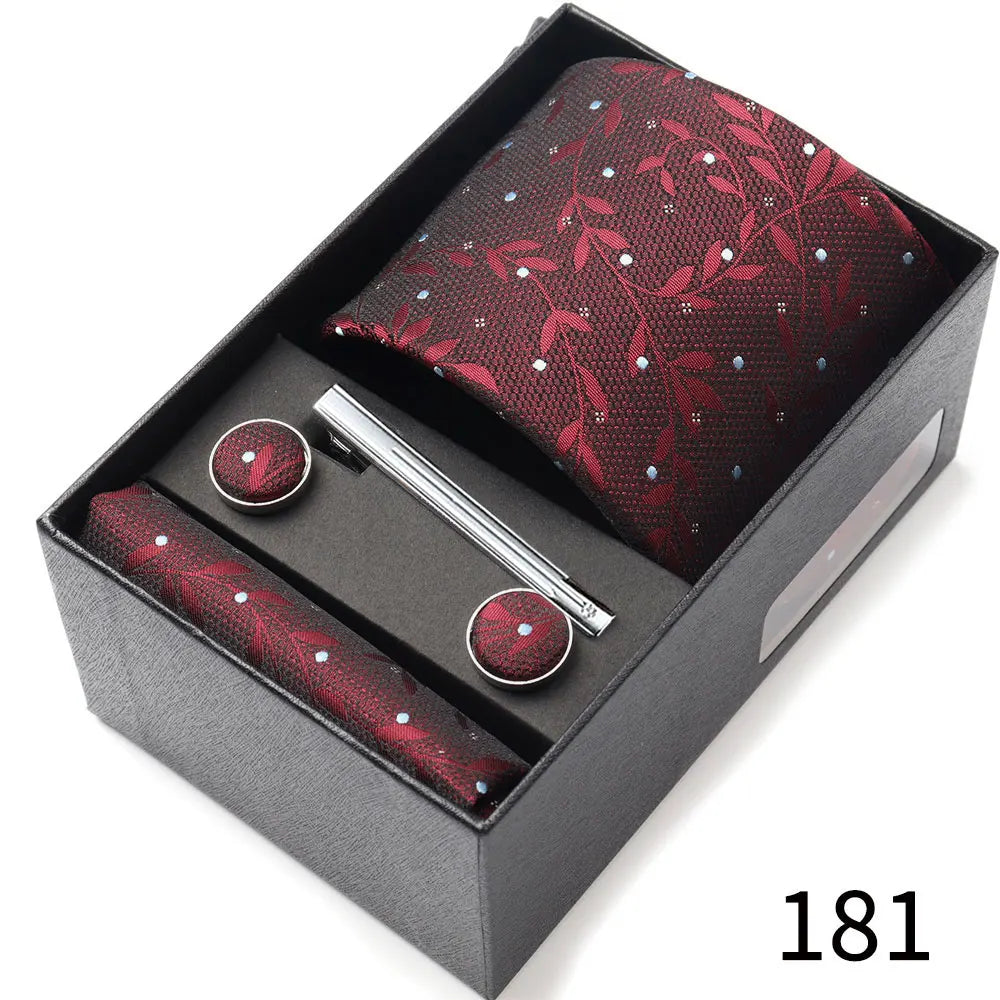 Business Ties Hanky Cufflink Tie Clips Set For Men Green Necktie Corbatas Suit Accessories Wedding In Gift Box Gravatas