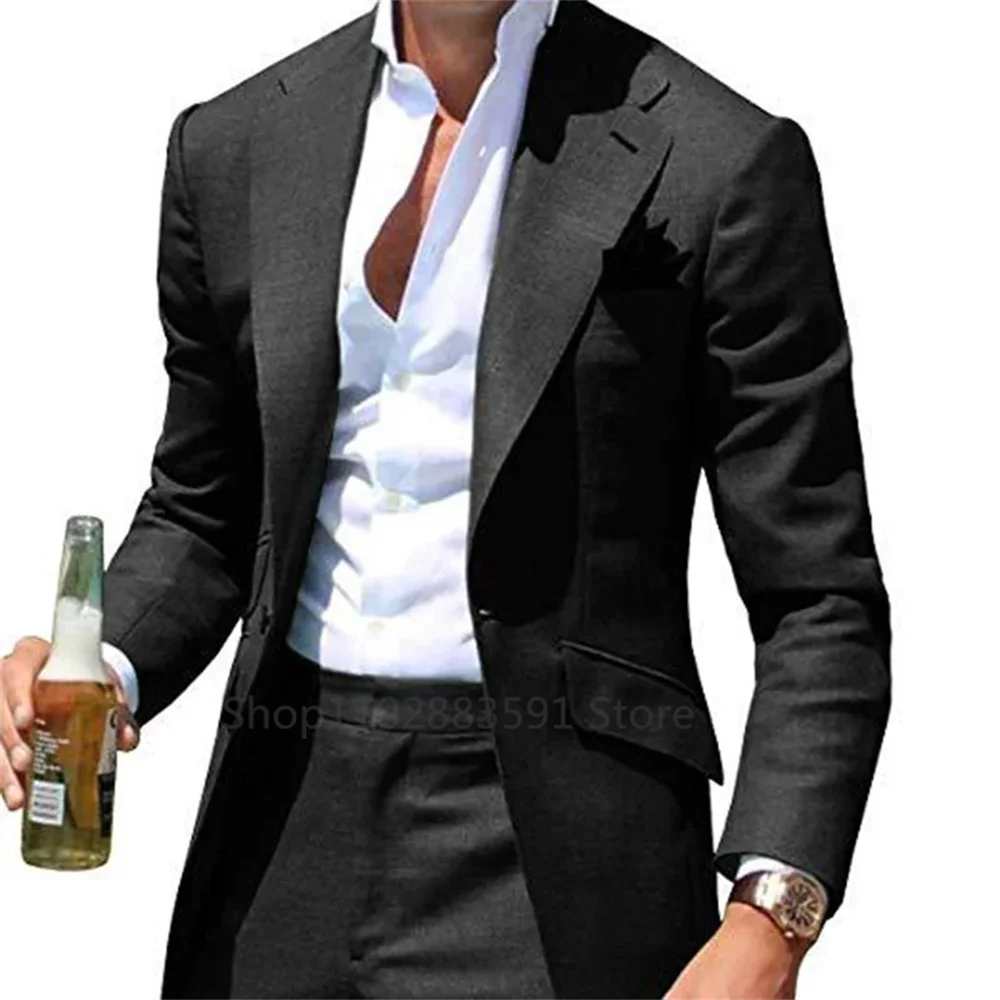New Party Suits for Men Groom Tuxedos Slim Fit Groomsmen 2 Pieces Wedding Suits Classic Clothing Male Suit (Blazer+Pants)