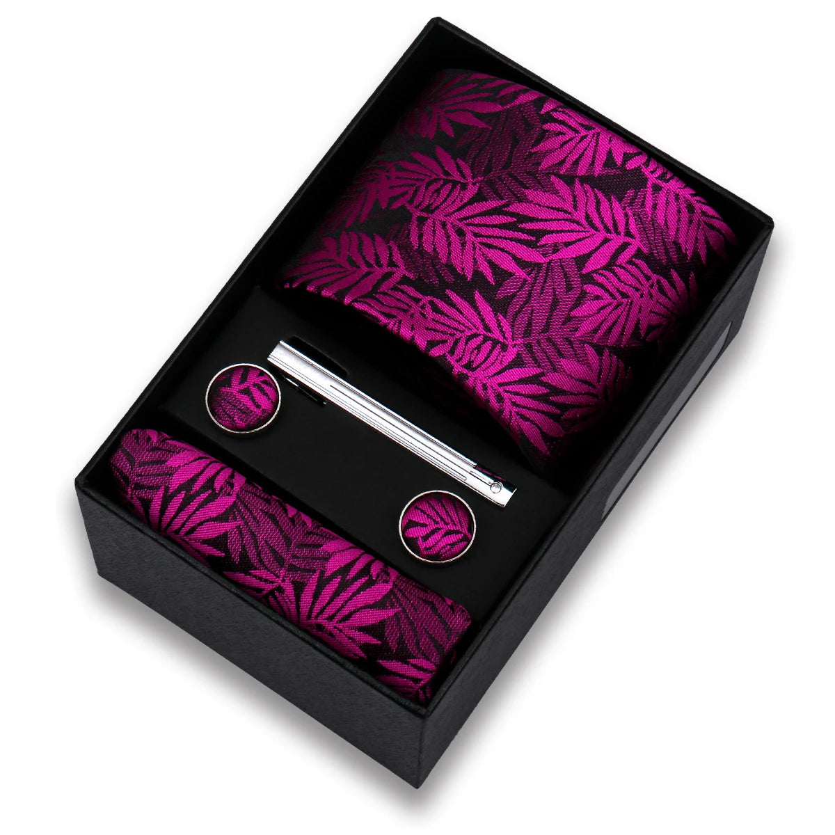 Tie Set For Men Silk Necktie Wedding Cufflinks Box Gift Tie Clip Men Pocket Square Necktie Luxury Business Wholesale Gravatas