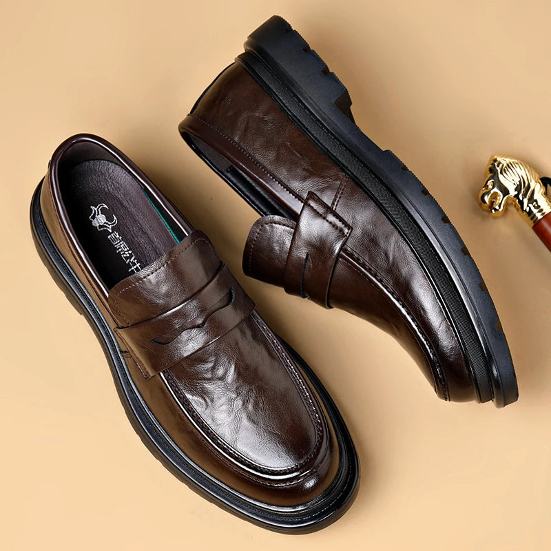 Fashion Leather Mens Casual Shoes Breathable Business Handmade Slip On Shoes Hot Sale Brand Classic Men Shoes Flats Moccasins