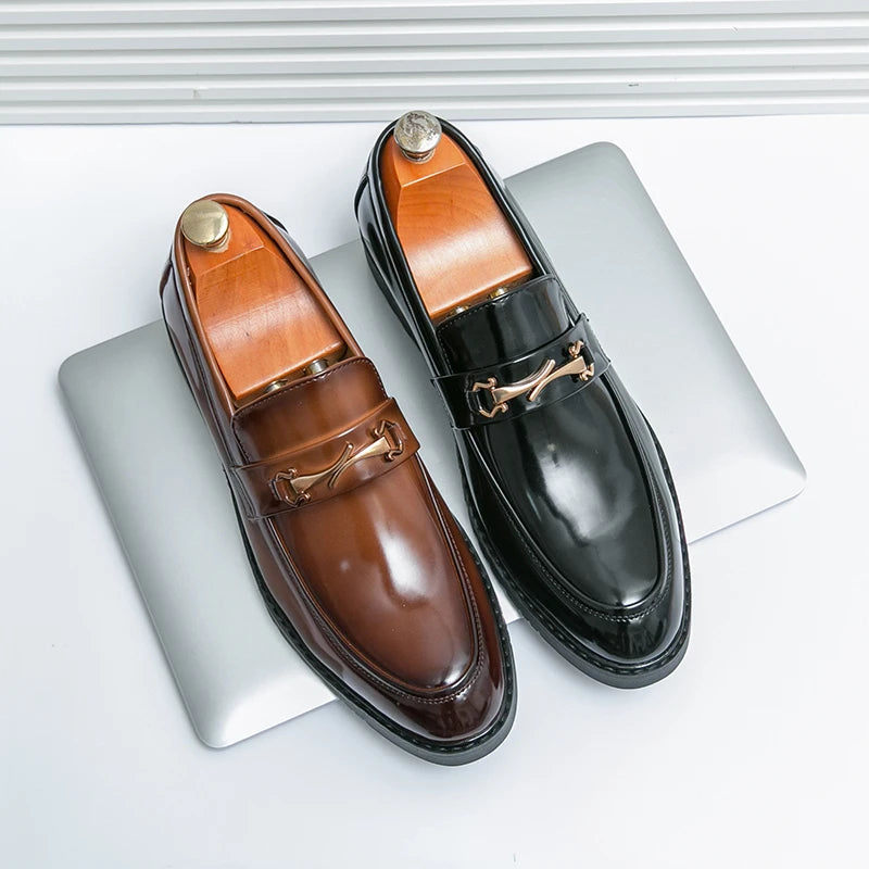 New Luxury Slip on Dress Shoes Men Genuine Leather Italian Loafer Shoes for Men Black Brown Brand Formal Oxford Men Casual Shoes