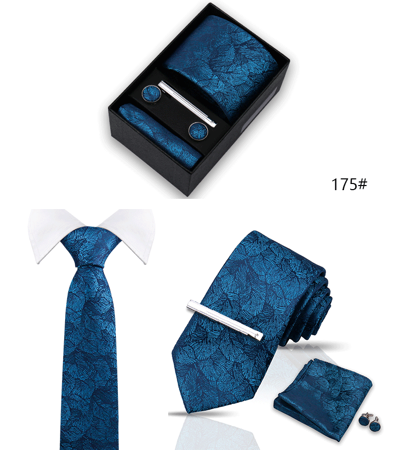 Tie Set For Men Silk Necktie Wedding Cufflinks Box Gift Tie Clip Men Pocket Square Necktie Luxury Business Wholesale Gravatas