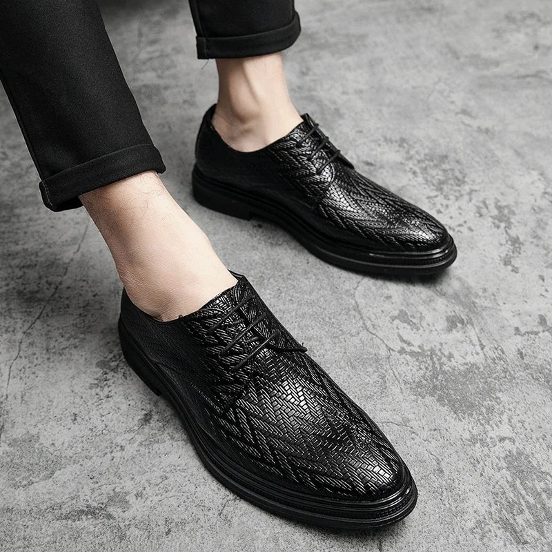 Designer Brand Men's Leather Casual Shoes for Office Interviews Versatile Business Shoes Outdoor Commuting Men's Work Shoes