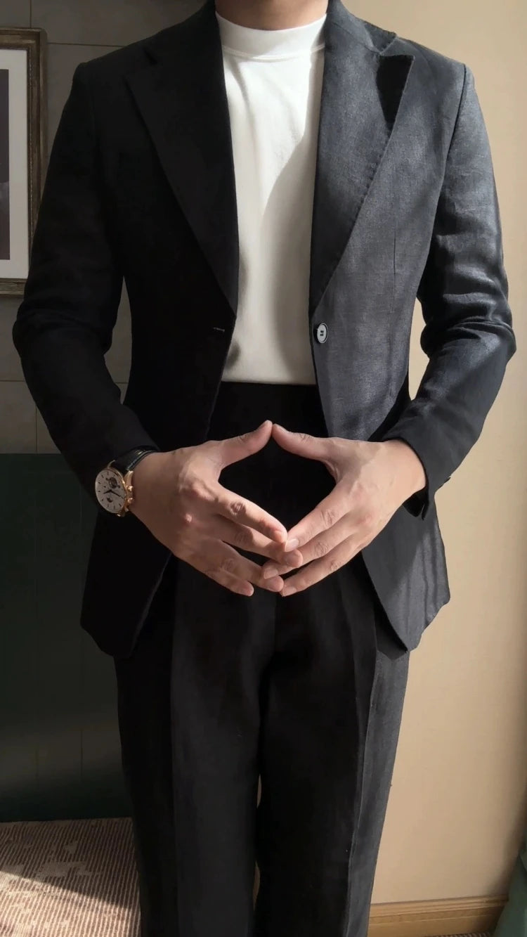 High Quality Linen Blend Business Dress Suit Wedding Suit Men Versatile Casual Office Party Prom Costume Homme Men Tuxedo Suit