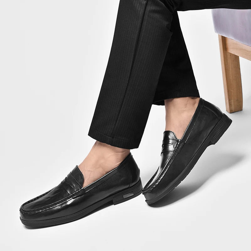 Genuine Leather Mens Loafers Handmade Casual Shoes for Men Slip on Flats Walking Shoe Breathable Man Driving Footwear Moccasins